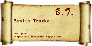 Beslin Toszka névjegykártya